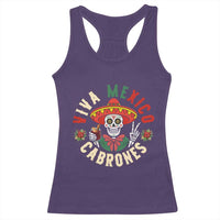 Viva Mexico Cabrones Racerback Tank Top Mexican Skull Christmas - Wonder Print Shop