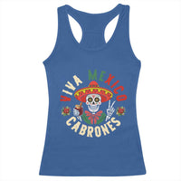 Viva Mexico Cabrones Racerback Tank Top Mexican Skull Christmas - Wonder Print Shop