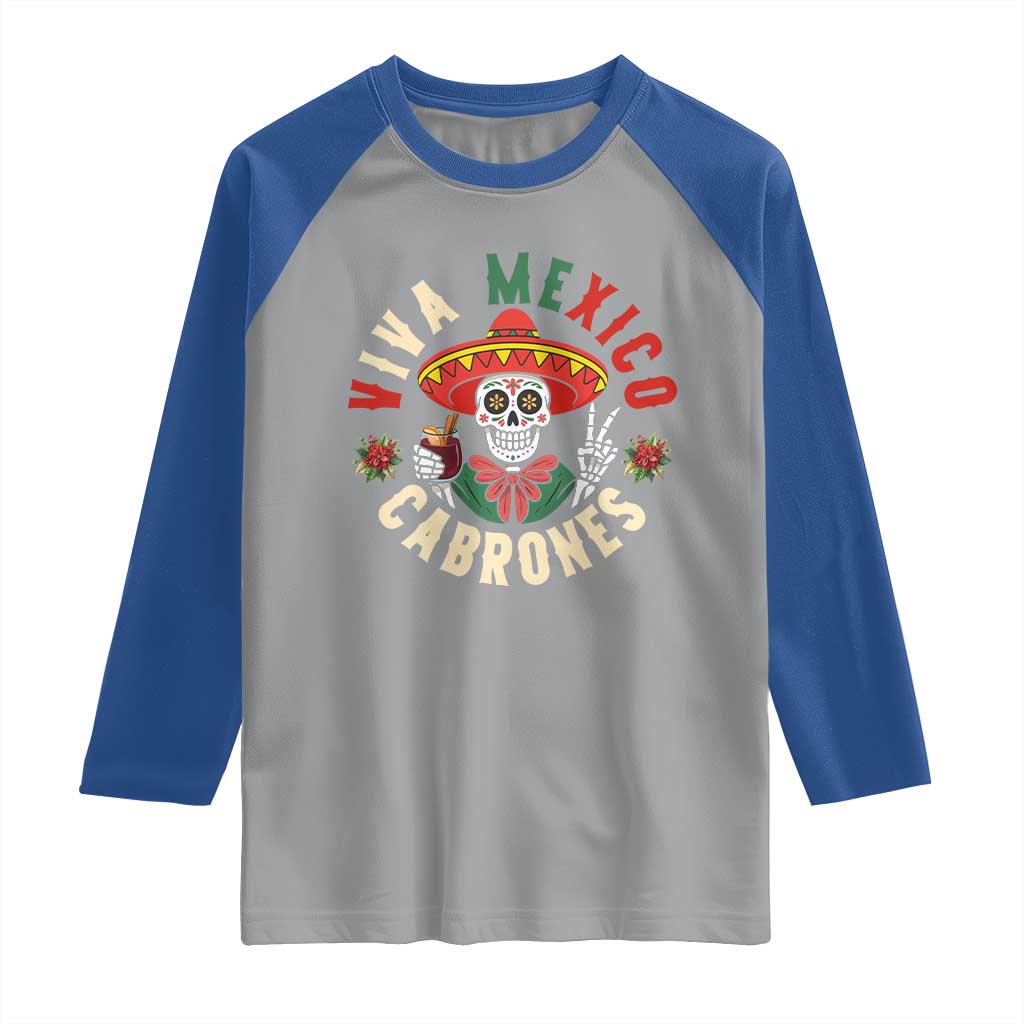 Viva Mexico Cabrones Raglan Shirt Mexican Skull Christmas - Wonder Print Shop