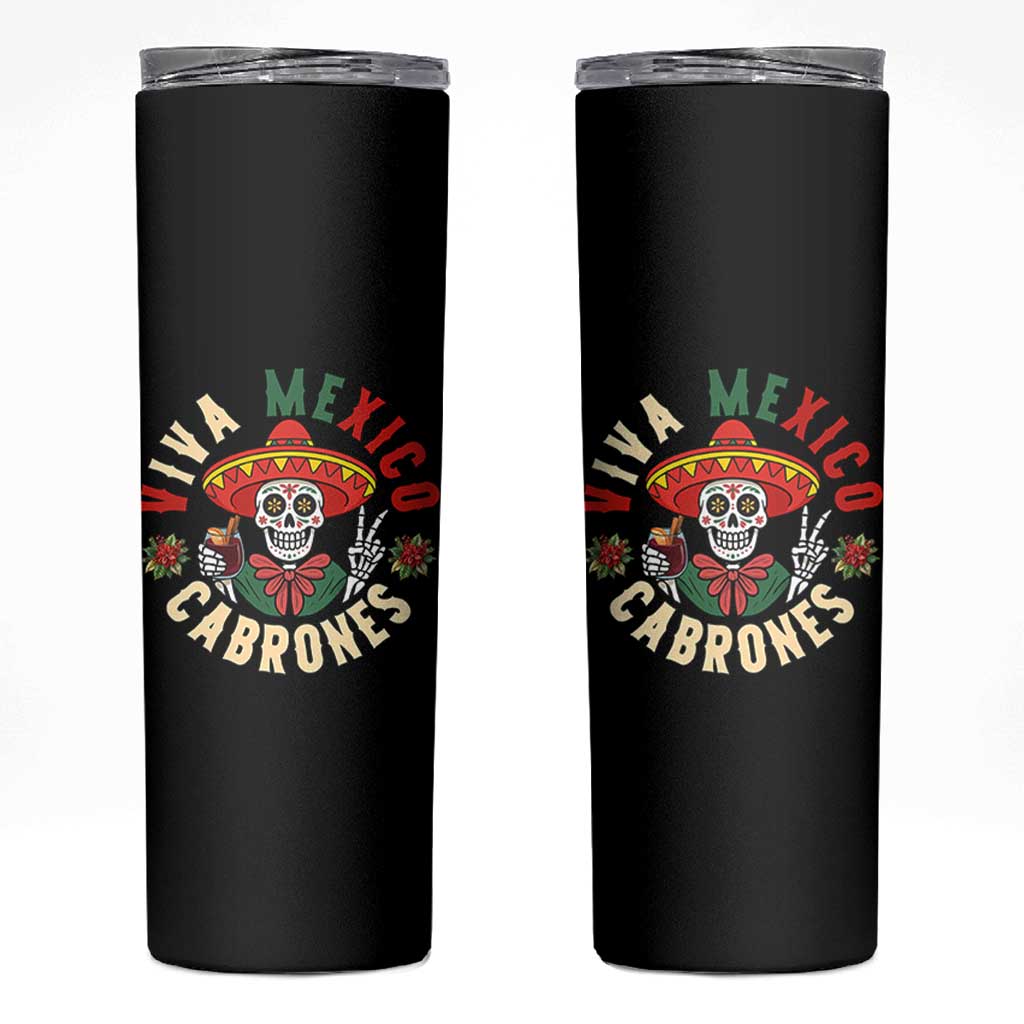 Viva Mexico Cabrones Skinny Tumbler Mexican Skull Christmas - Wonder Print Shop