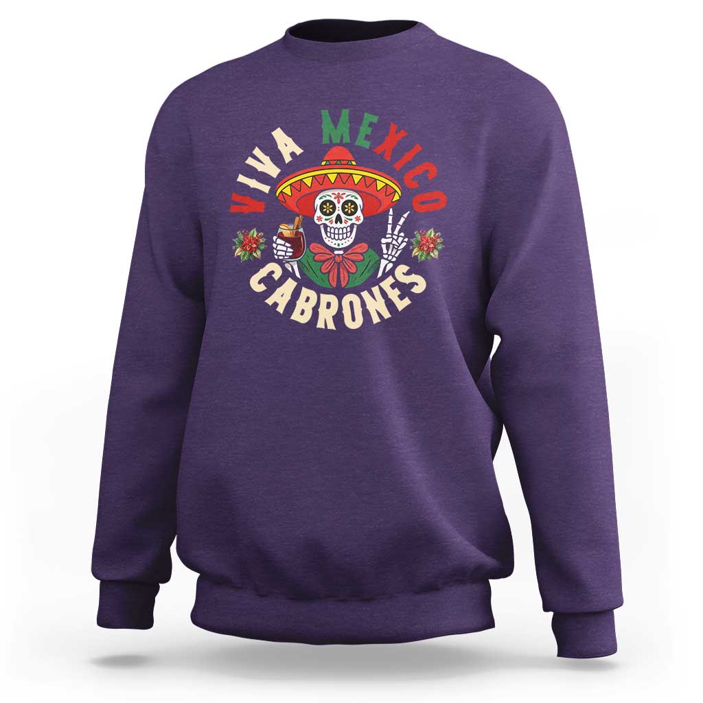 Viva Mexico Cabrones Sweatshirt Mexican Skull Christmas - Wonder Print Shop