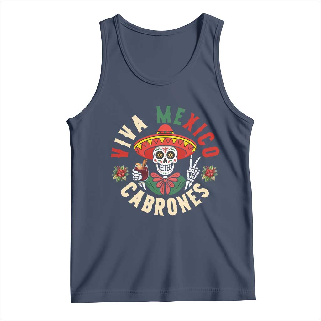 Viva Mexico Cabrones Tank Top Mexican Skull Christmas - Wonder Print Shop