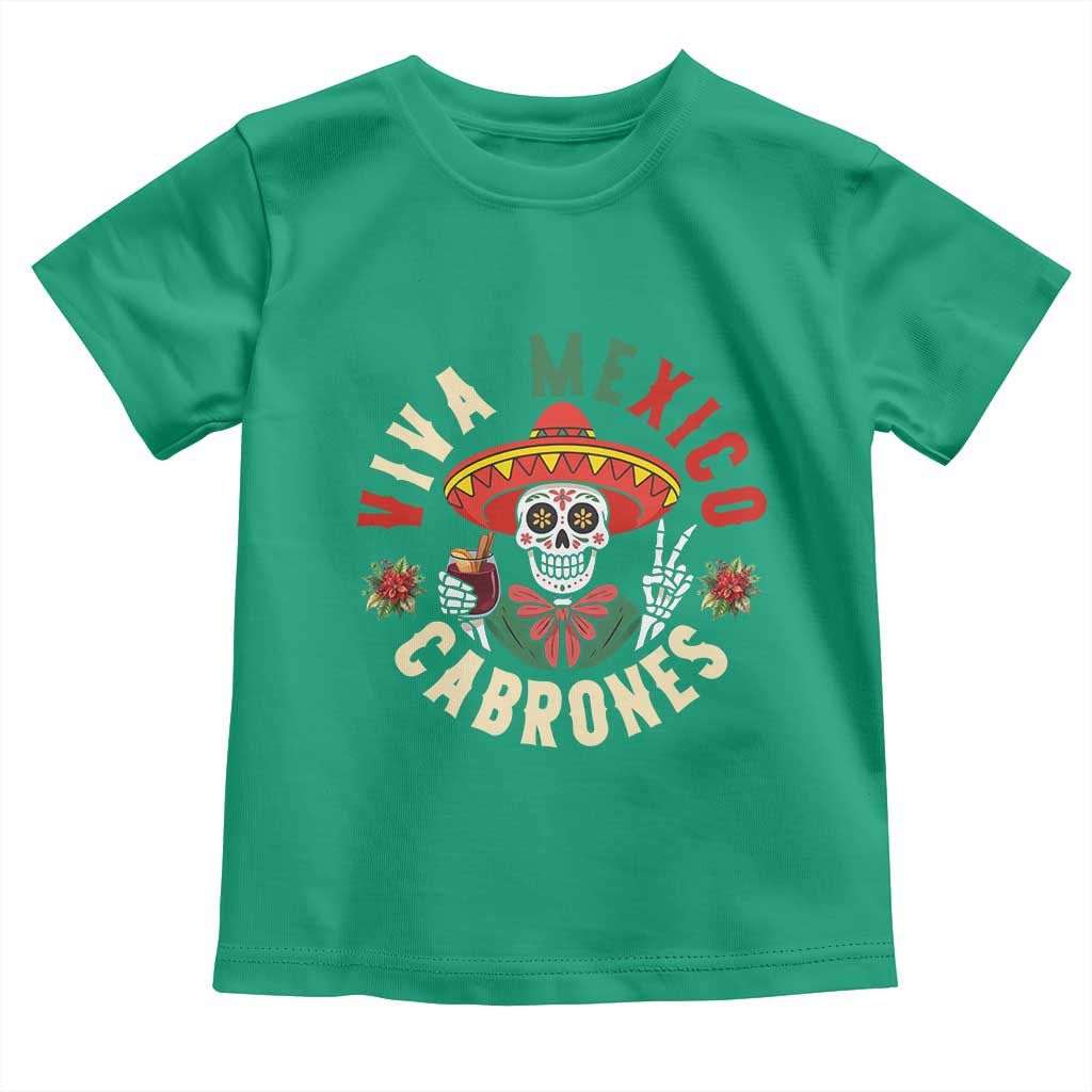 Viva Mexico Cabrones Toddler T Shirt Mexican Skull Christmas - Wonder Print Shop