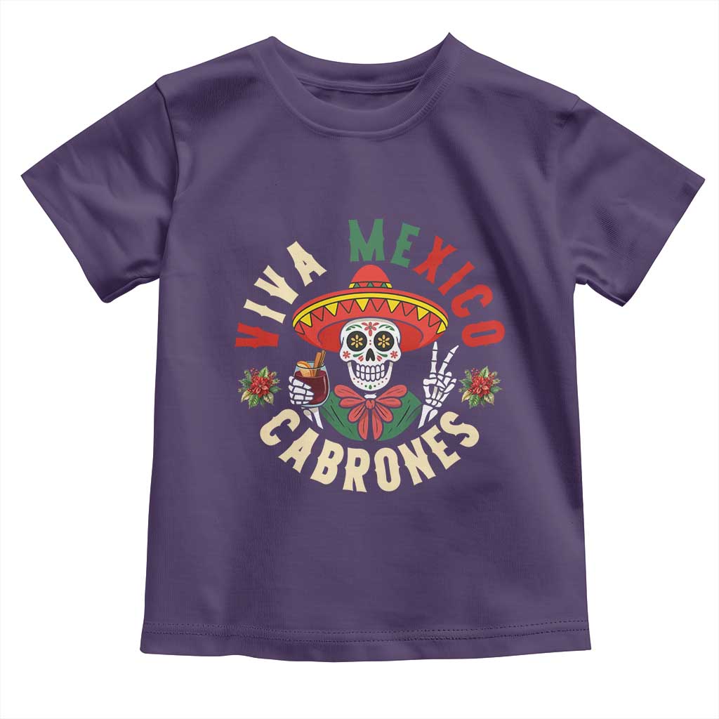 Viva Mexico Cabrones Toddler T Shirt Mexican Skull Christmas - Wonder Print Shop