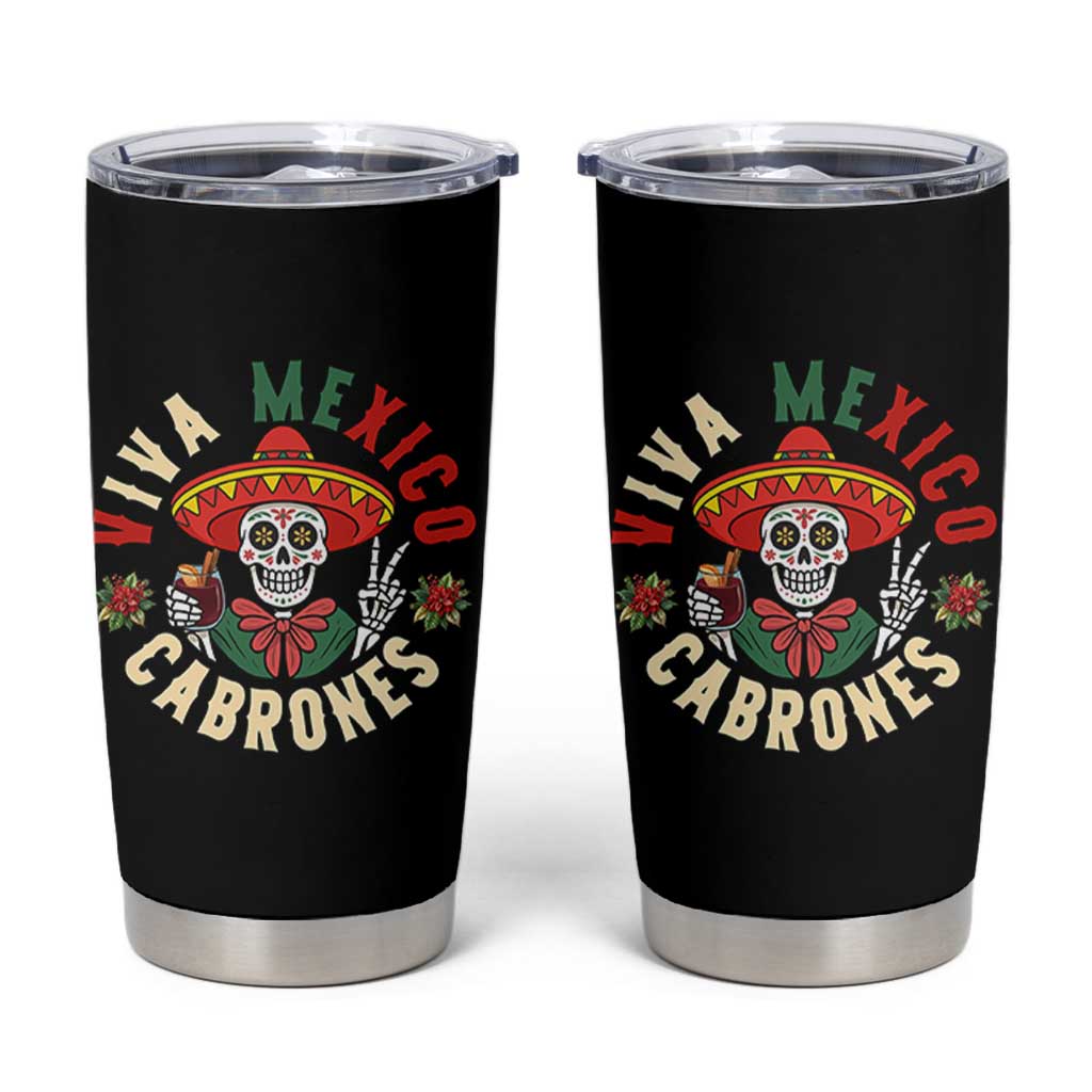 Viva Mexico Cabrones Tumbler Cup Mexican Skull Christmas - Wonder Print Shop