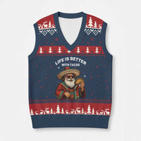 Funny Santa Taco Mexican V-Neck Knit Sweater Vest Life Is Better With Tacos - Wonder Print Shop