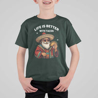 Funny Santa Taco Mexican T Shirt For Kid Life Is Better With Tacos - Wonder Print Shop