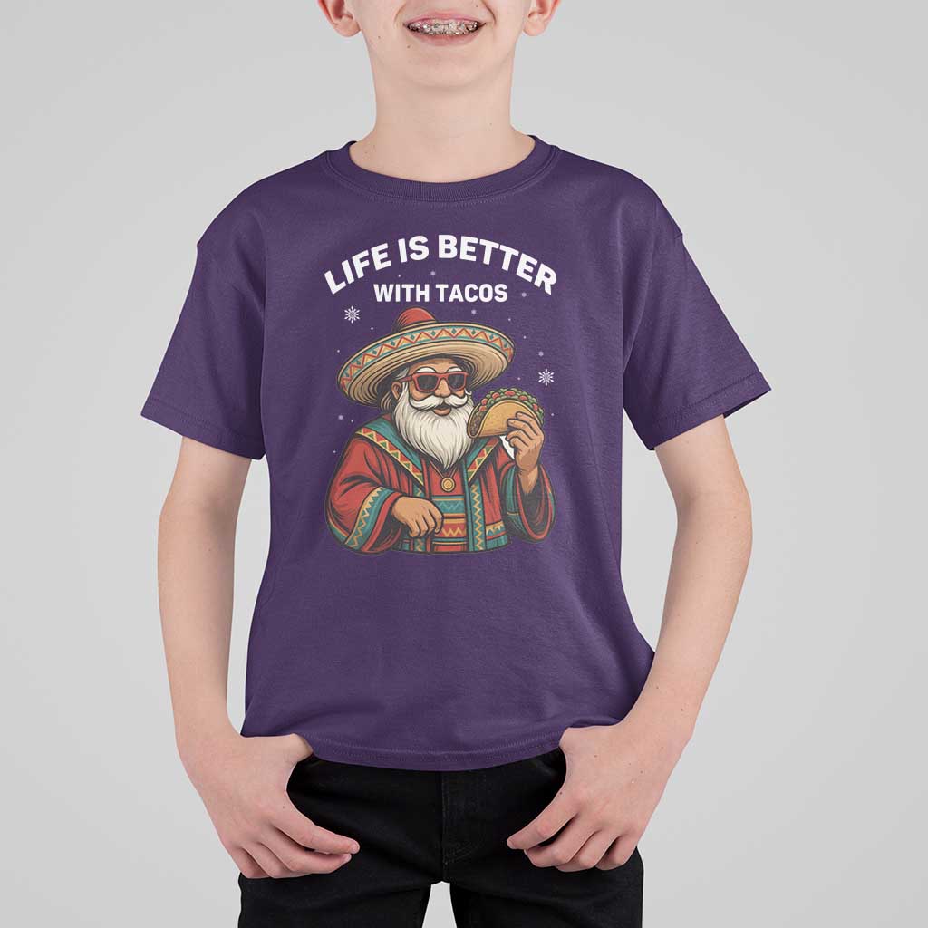 Funny Santa Taco Mexican T Shirt For Kid Life Is Better With Tacos - Wonder Print Shop