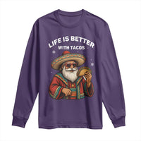Funny Santa Taco Mexican Long Sleeve Shirt Life Is Better With Tacos - Wonder Print Shop