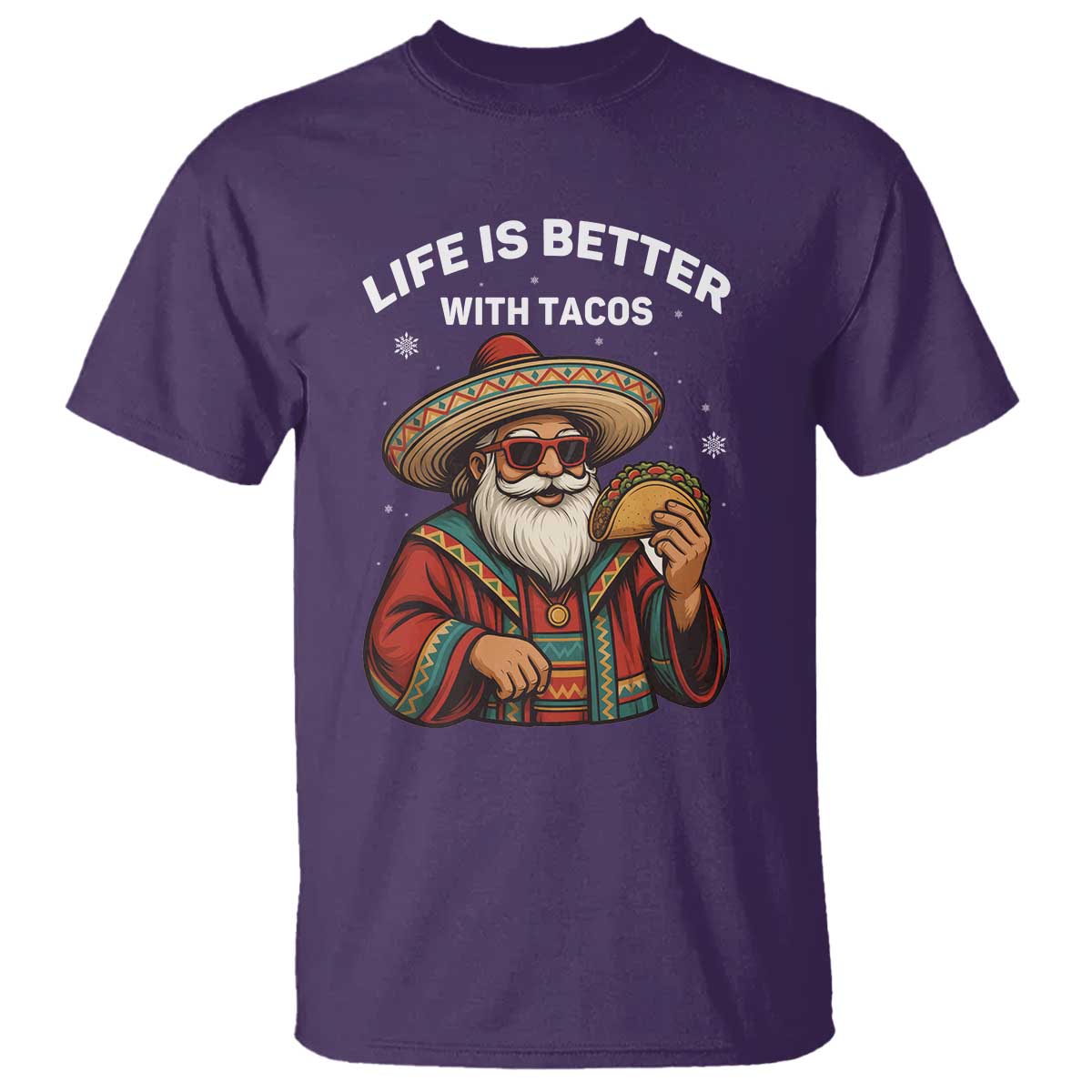 Funny Santa Taco Mexican T Shirt Life Is Better With Tacos - Wonder Print Shop