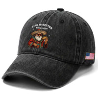 Funny Santa Taco Mexican Washed Cotton Baseball Cap Life Is Better With Tacos