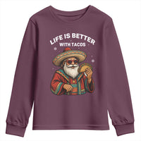 Funny Santa Taco Mexican Youth Sweatshirt Life Is Better With Tacos - Wonder Print Shop