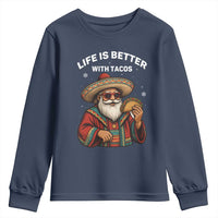 Funny Santa Taco Mexican Youth Sweatshirt Life Is Better With Tacos - Wonder Print Shop