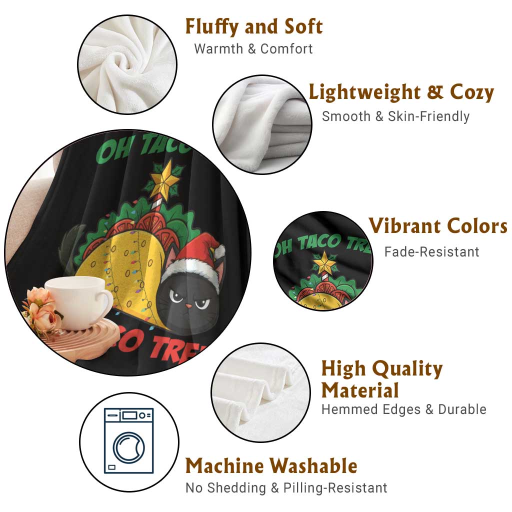 Funny Taco Cat Tree Christmas Throw Blanket - Wonder Print Shop