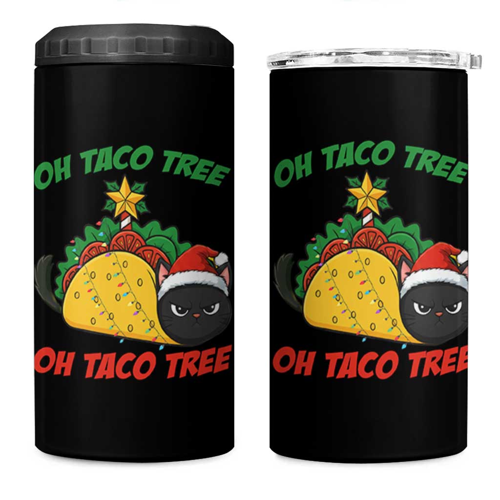 Funny Taco Cat Tree Christmas 4 in 1 Can Cooler Tumbler - Wonder Print Shop