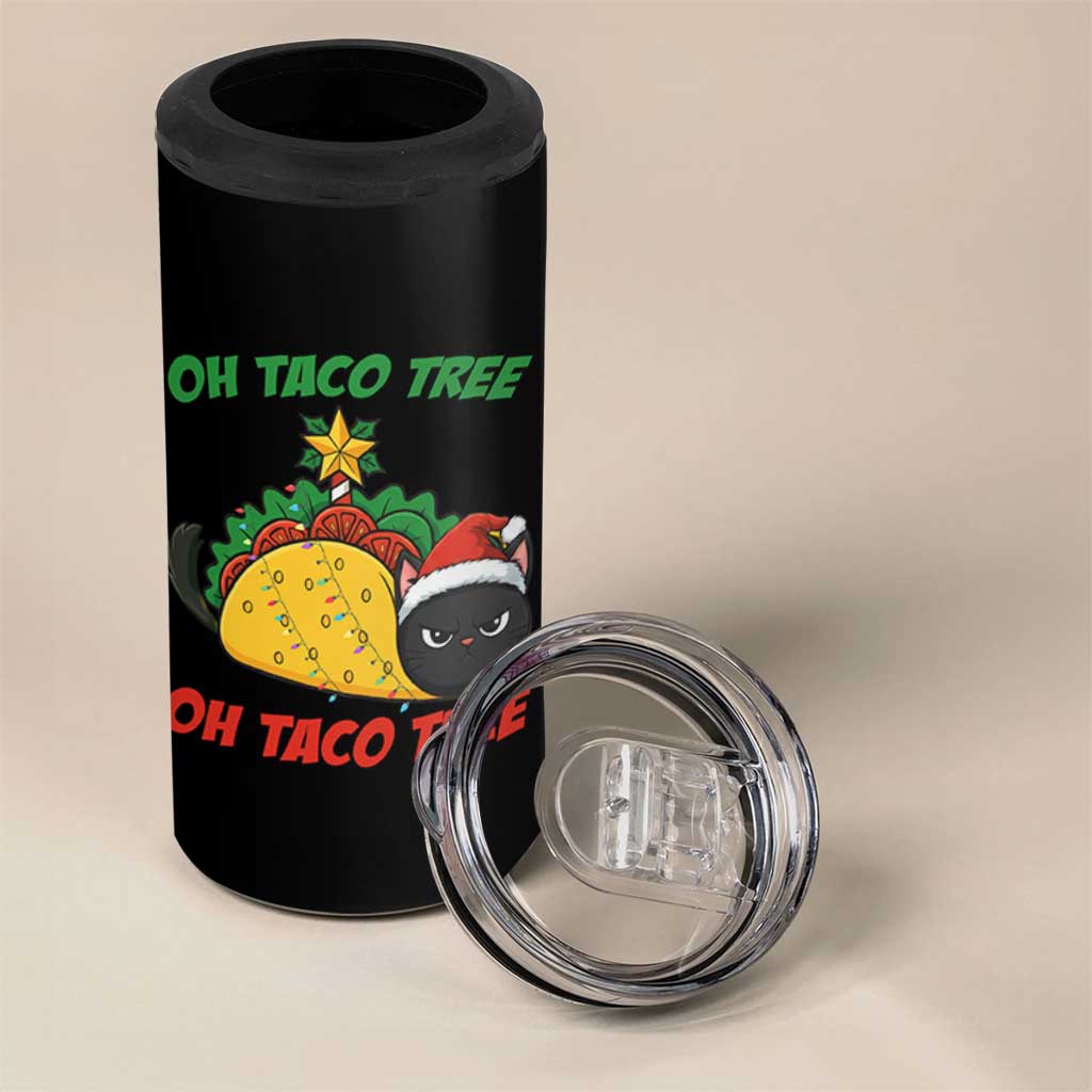 Funny Taco Cat Tree Christmas 4 in 1 Can Cooler Tumbler - Wonder Print Shop