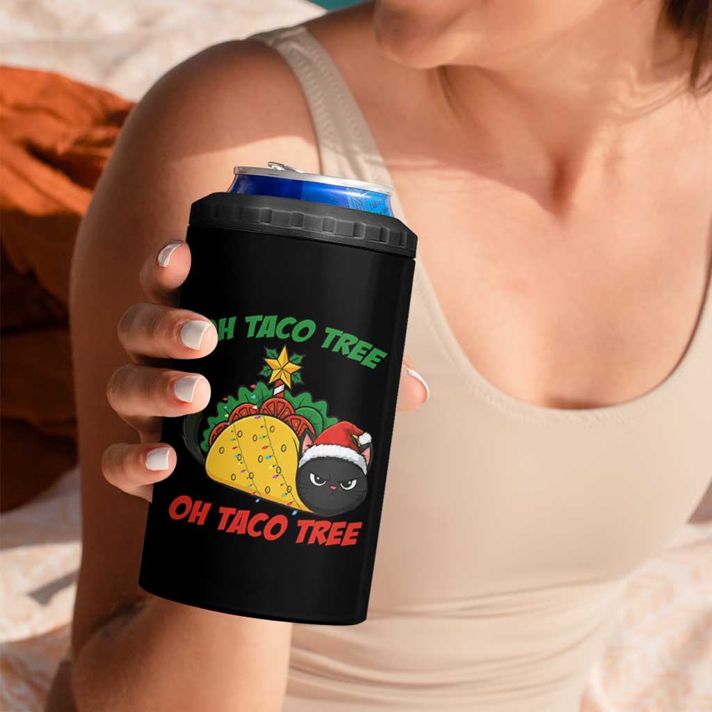 Funny Taco Cat Tree Christmas 4 in 1 Can Cooler Tumbler - Wonder Print Shop
