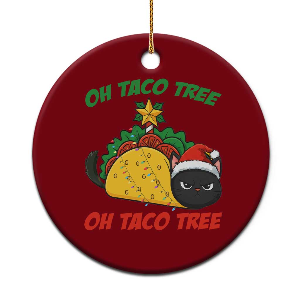 Funny Taco Cat Tree Christmas Ceramic Ornament - Wonder Print Shop