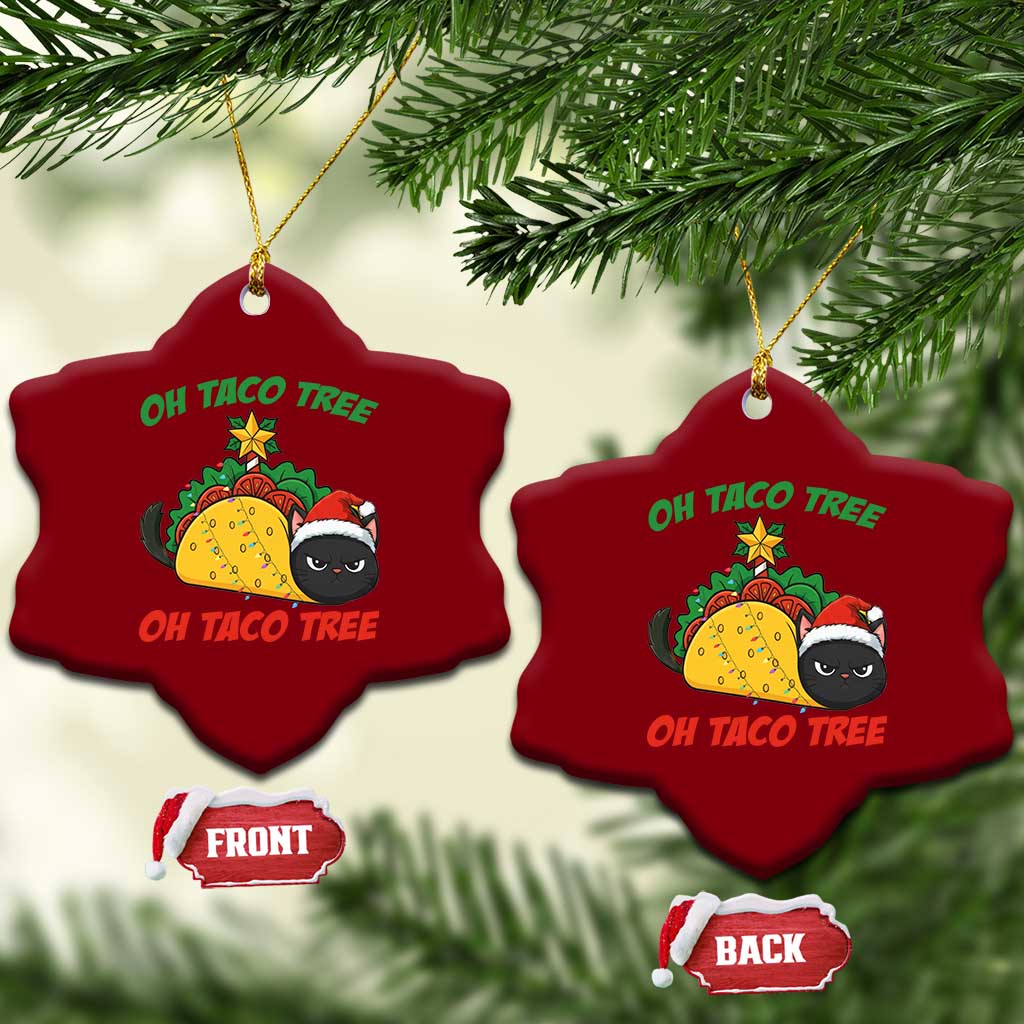 Funny Taco Cat Tree Christmas Ceramic Ornament - Wonder Print Shop