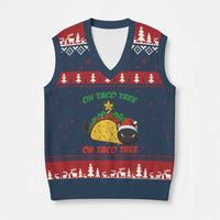 Funny Taco Cat Tree Xmas V-Neck Knit Sweater Vest - Wonder Print Shop