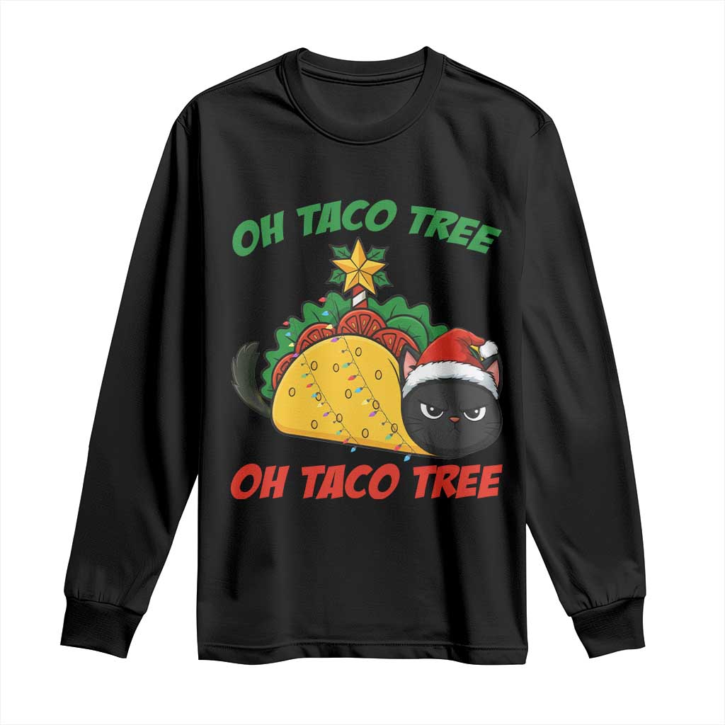 Funny Taco Cat Tree Christmas Long Sleeve Shirt - Wonder Print Shop
