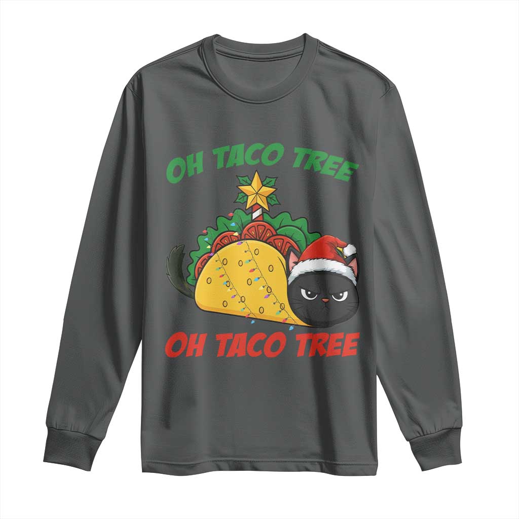 Funny Taco Cat Tree Christmas Long Sleeve Shirt - Wonder Print Shop