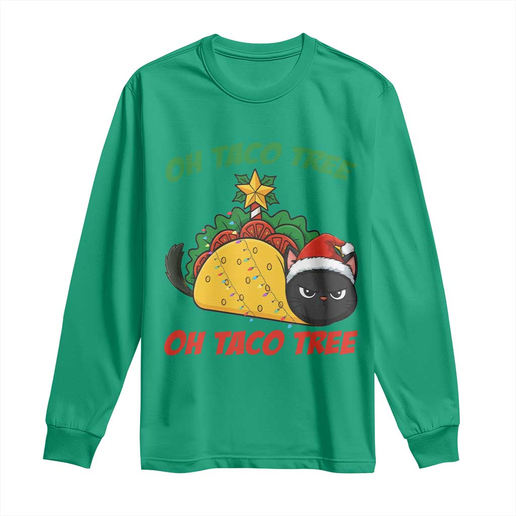 Funny Taco Cat Tree Christmas Long Sleeve Shirt - Wonder Print Shop