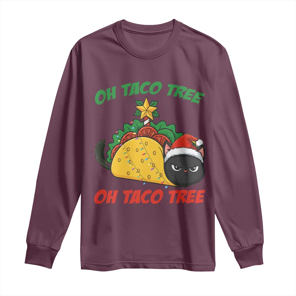 Funny Taco Cat Tree Christmas Long Sleeve Shirt - Wonder Print Shop