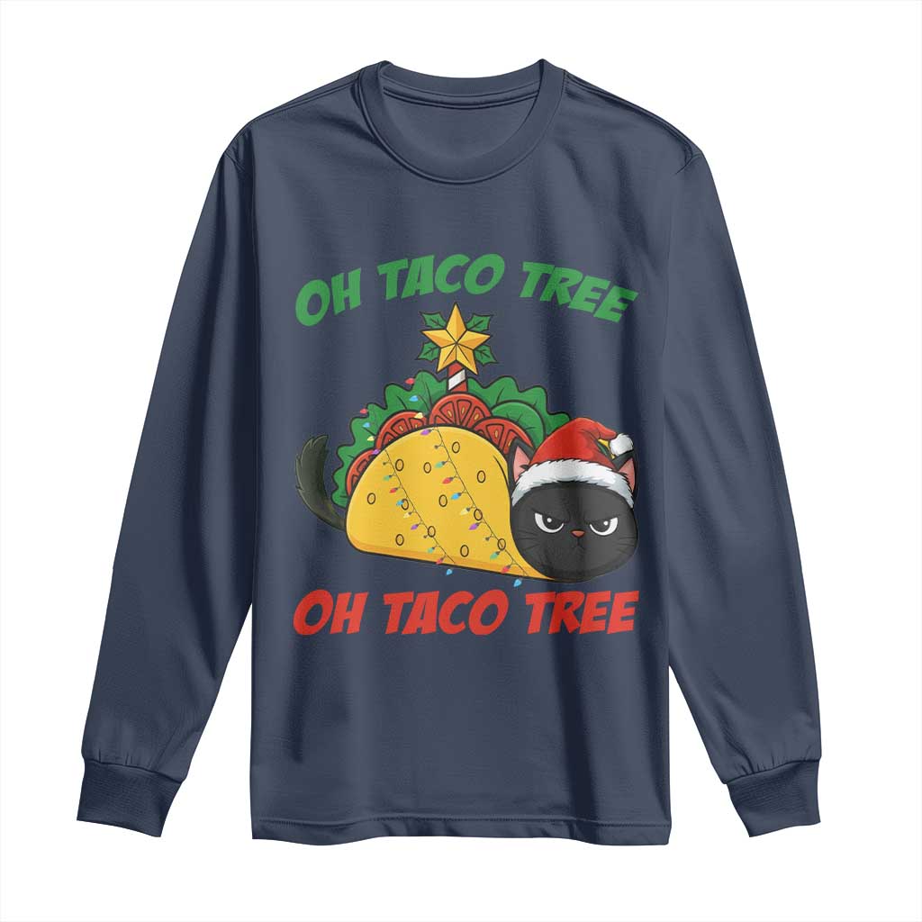 Funny Taco Cat Tree Christmas Long Sleeve Shirt - Wonder Print Shop