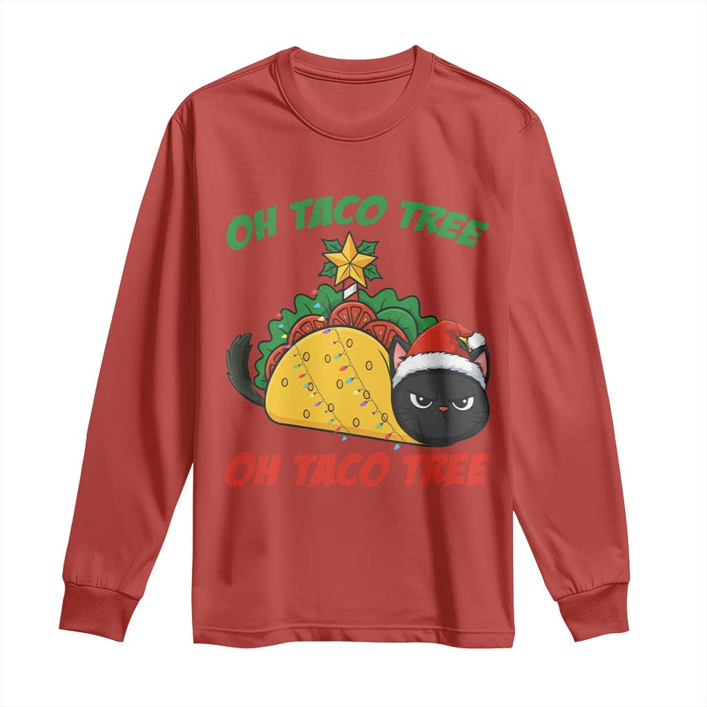 Funny Taco Cat Tree Christmas Long Sleeve Shirt - Wonder Print Shop