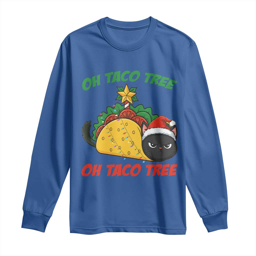 Funny Taco Cat Tree Christmas Long Sleeve Shirt - Wonder Print Shop