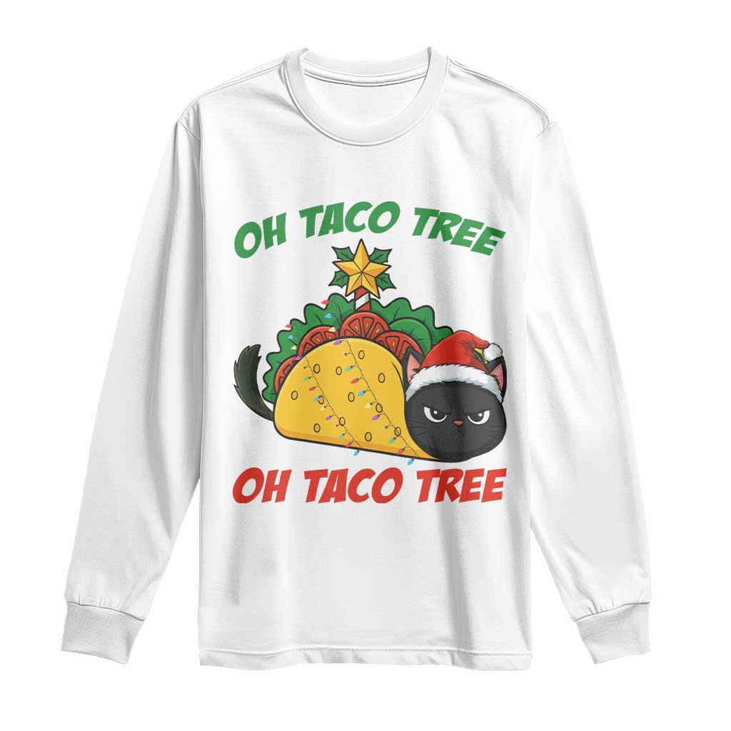 Funny Taco Cat Tree Christmas Long Sleeve Shirt - Wonder Print Shop