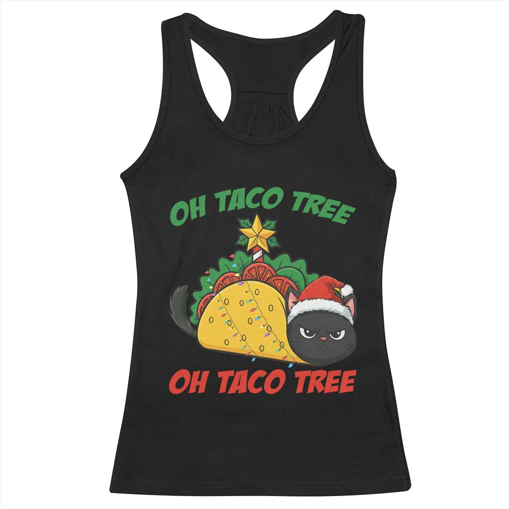 Funny Taco Cat Tree Christmas Racerback Tank Top - Wonder Print Shop