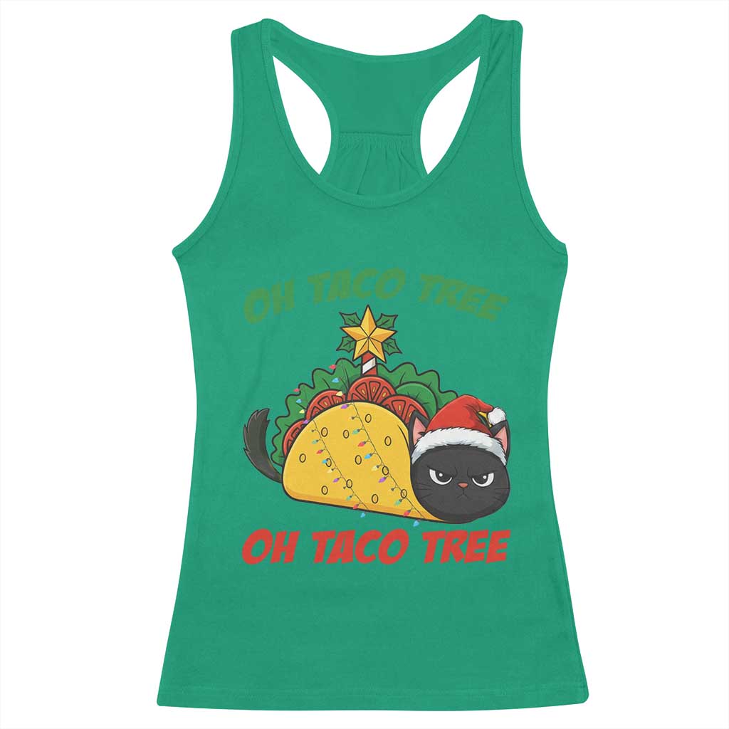 Funny Taco Cat Tree Christmas Racerback Tank Top - Wonder Print Shop