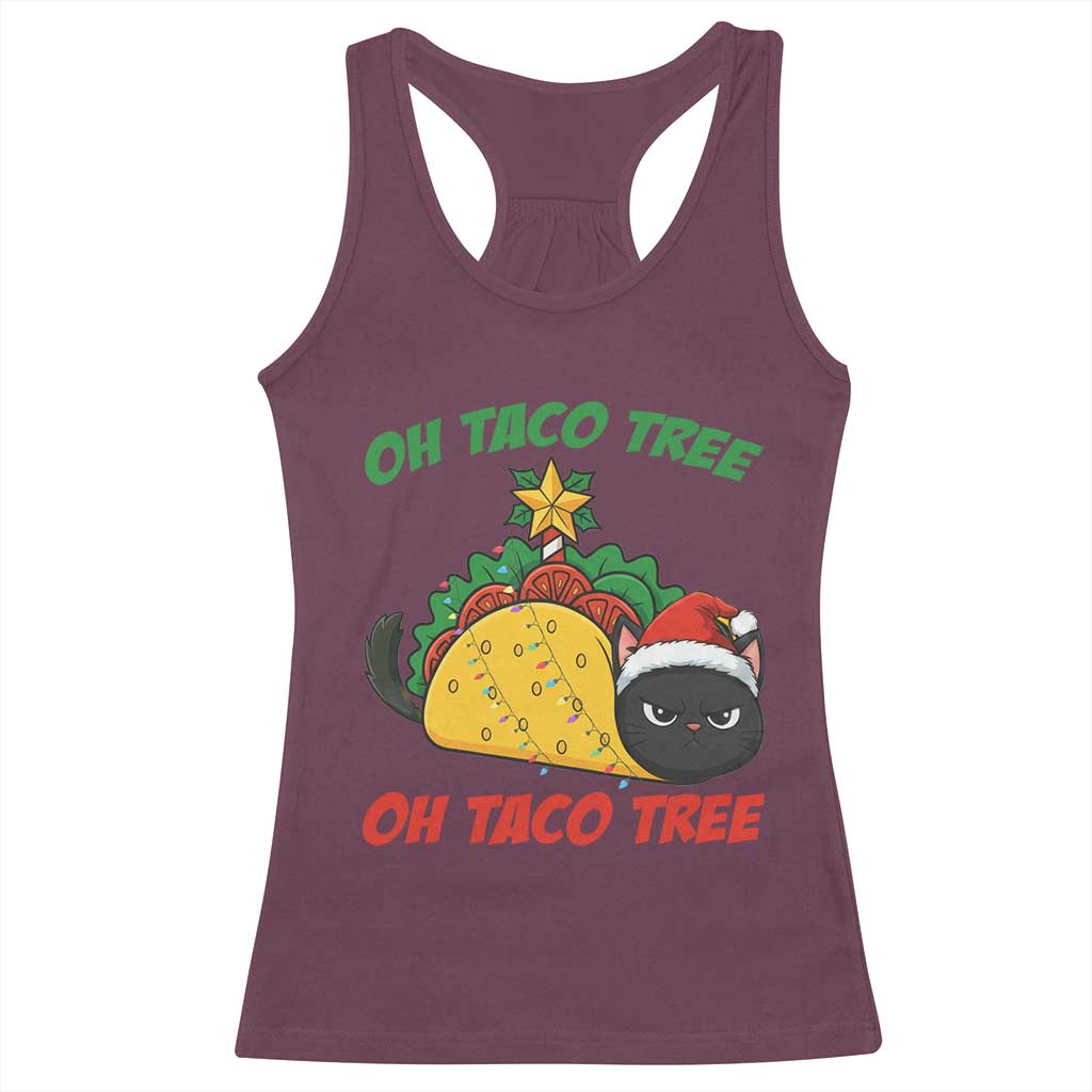 Funny Taco Cat Tree Christmas Racerback Tank Top - Wonder Print Shop