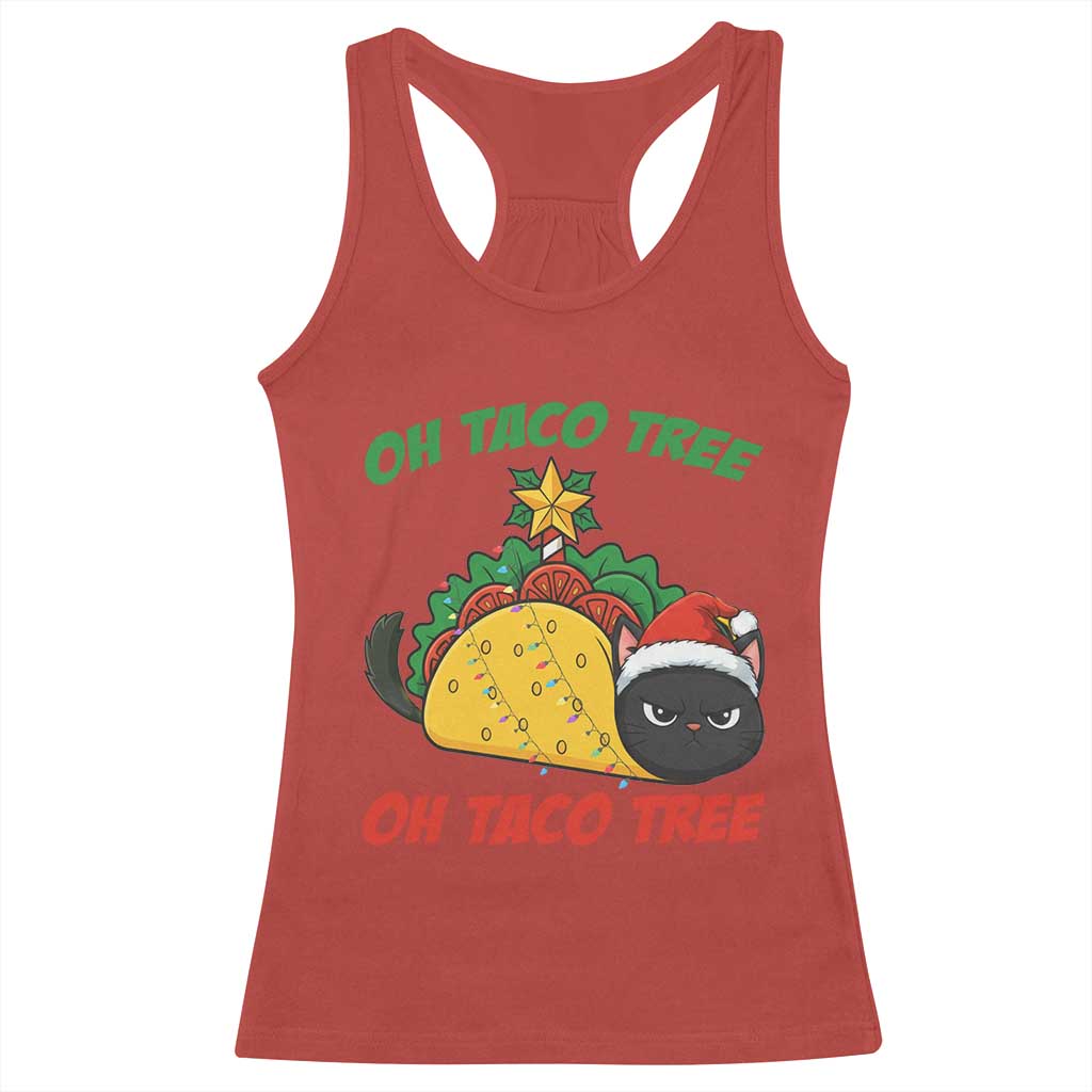 Funny Taco Cat Tree Christmas Racerback Tank Top - Wonder Print Shop