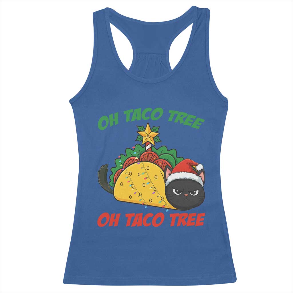 Funny Taco Cat Tree Christmas Racerback Tank Top - Wonder Print Shop