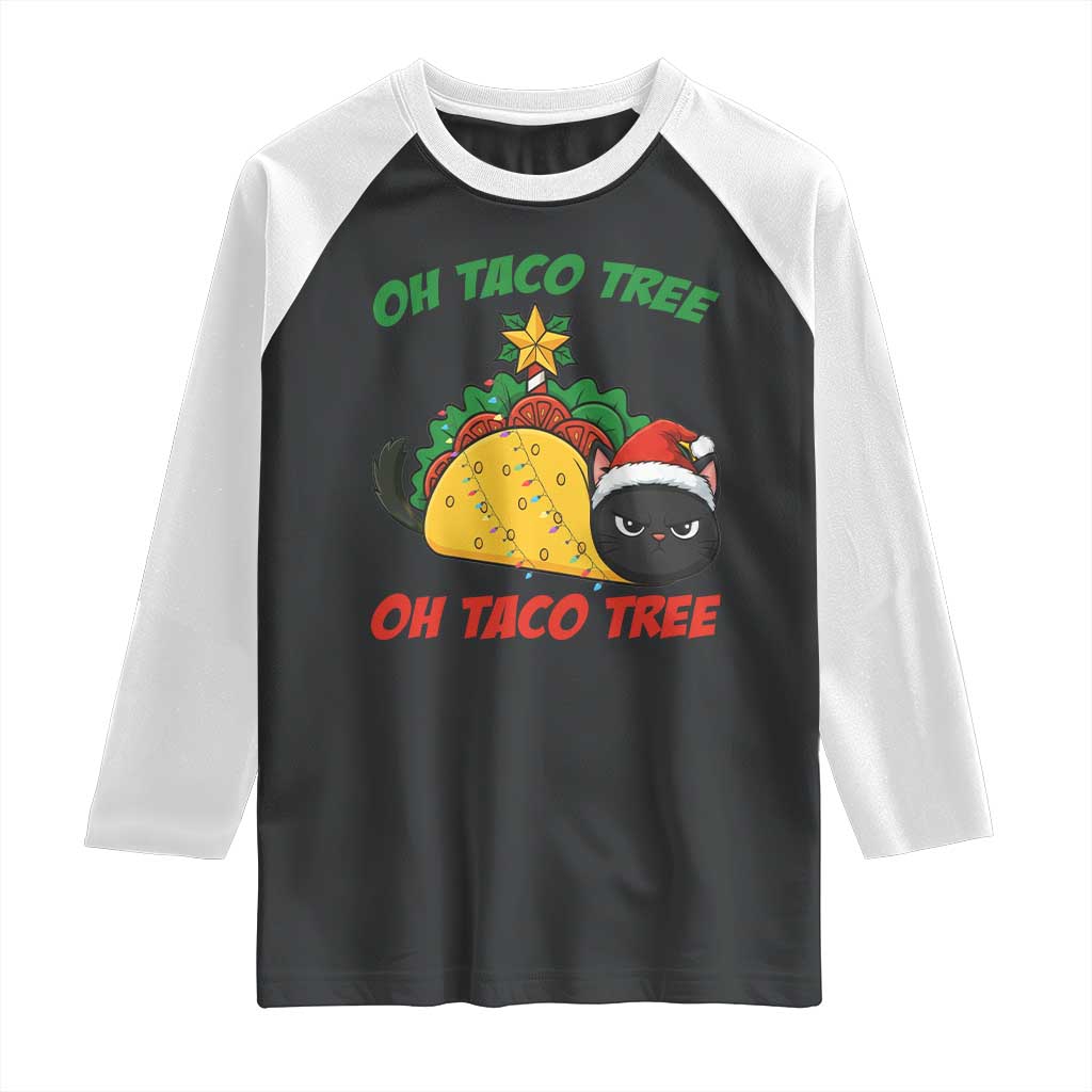 Funny Taco Cat Tree Christmas Raglan Shirt - Wonder Print Shop