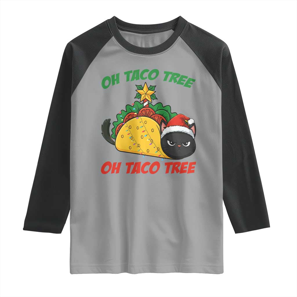Funny Taco Cat Tree Christmas Raglan Shirt - Wonder Print Shop