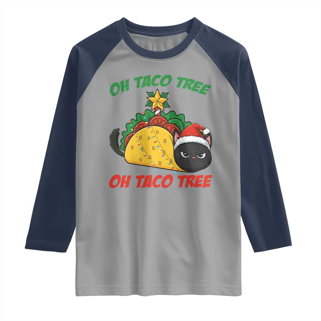 Funny Taco Cat Tree Christmas Raglan Shirt - Wonder Print Shop