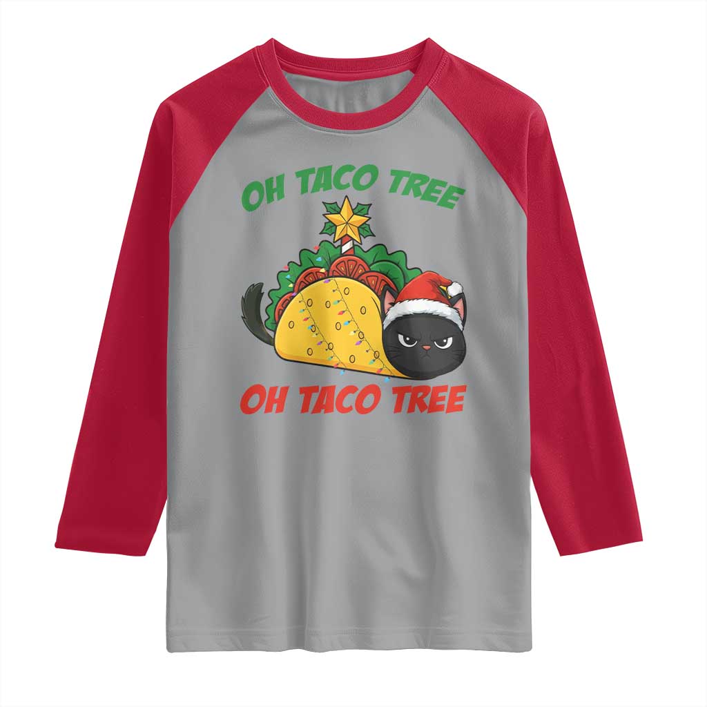 Funny Taco Cat Tree Christmas Raglan Shirt - Wonder Print Shop