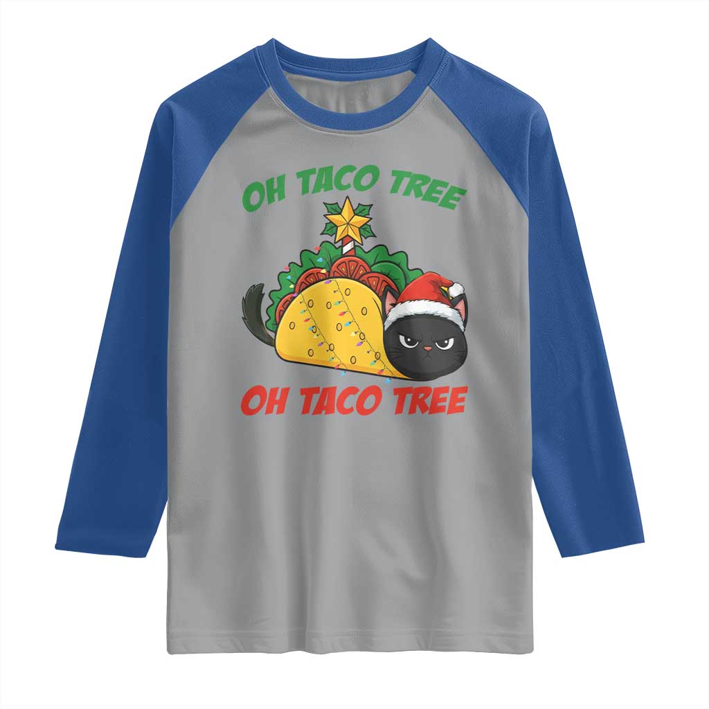 Funny Taco Cat Tree Christmas Raglan Shirt - Wonder Print Shop