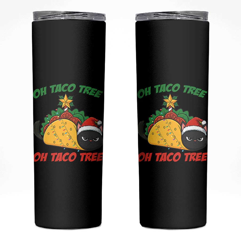 Funny Taco Cat Tree Christmas Skinny Tumbler - Wonder Print Shop
