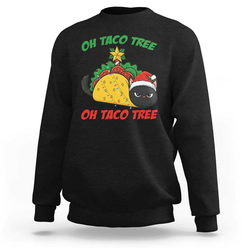 Funny Taco Cat Tree Christmas Sweatshirt - Wonder Print Shop