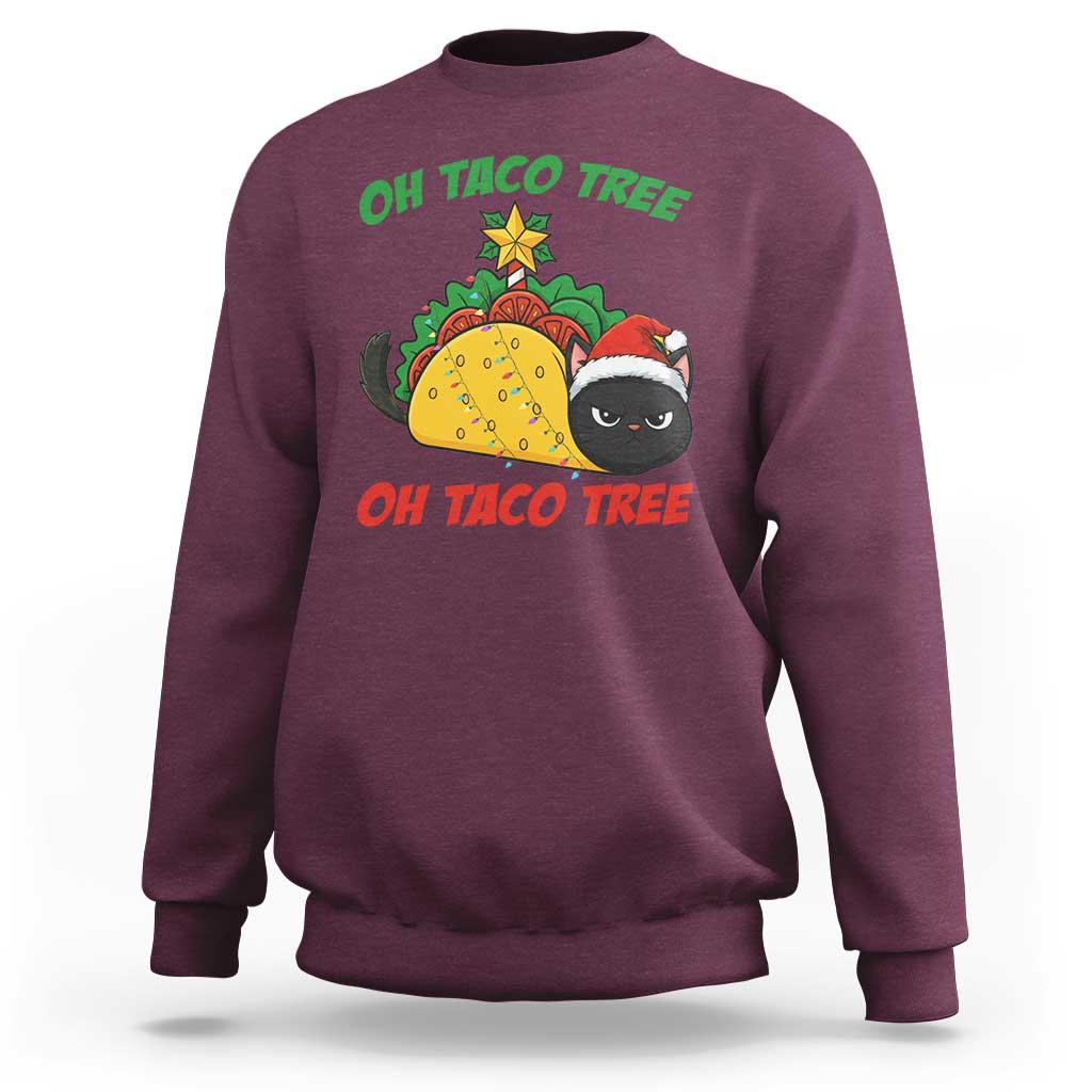 Funny Taco Cat Tree Christmas Sweatshirt - Wonder Print Shop