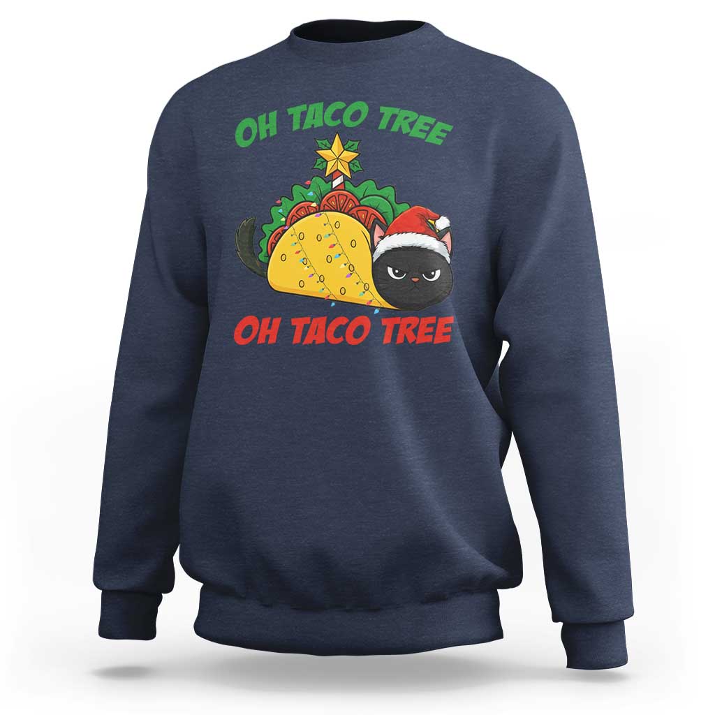 Funny Taco Cat Tree Christmas Sweatshirt - Wonder Print Shop