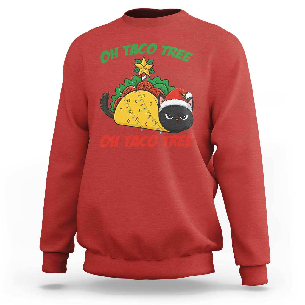 Funny Taco Cat Tree Christmas Sweatshirt - Wonder Print Shop