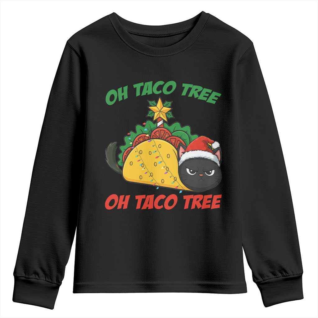 Funny Taco Cat Tree Christmas Youth Sweatshirt - Wonder Print Shop