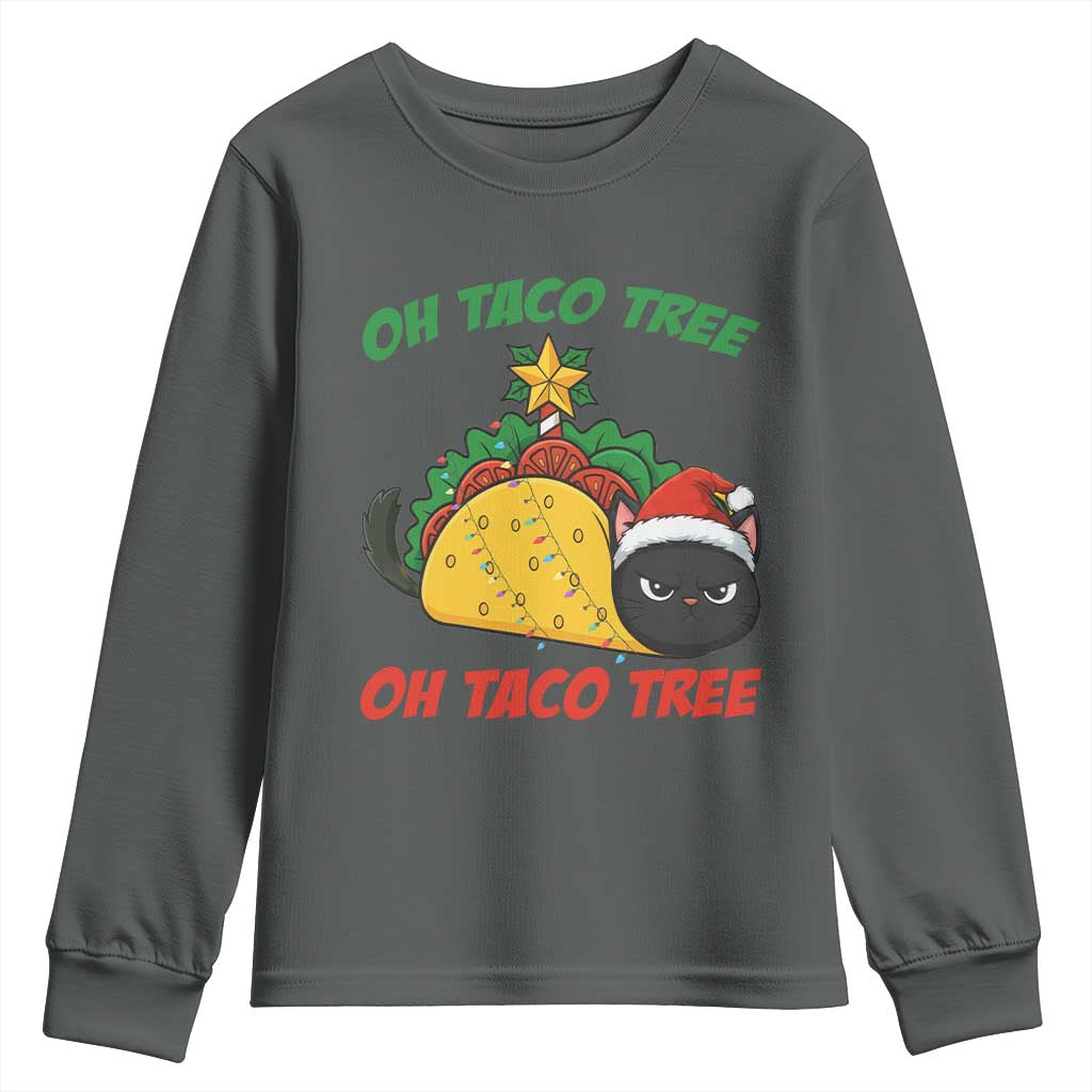 Funny Taco Cat Tree Christmas Youth Sweatshirt - Wonder Print Shop