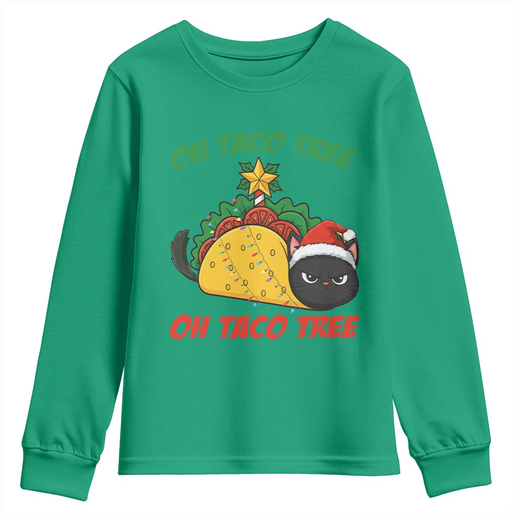 Funny Taco Cat Tree Christmas Youth Sweatshirt - Wonder Print Shop